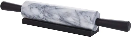 Miniatura 10 de JEmarble Asas de madera negra (calidad premium), superficie pulida de 18 pulgadas (barril de 10 pulgadas), piedra auténtica, antiadherente, ahorra