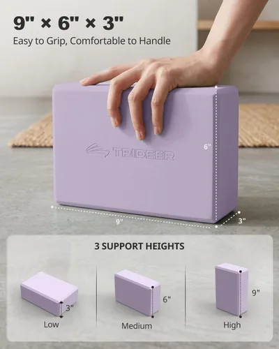 Miniatura 8 de Trideer - Bloques de yoga (paquete de 2), bloques de espuma suave antideslizantes con bordes biselados para alineación y estiramiento en yoga