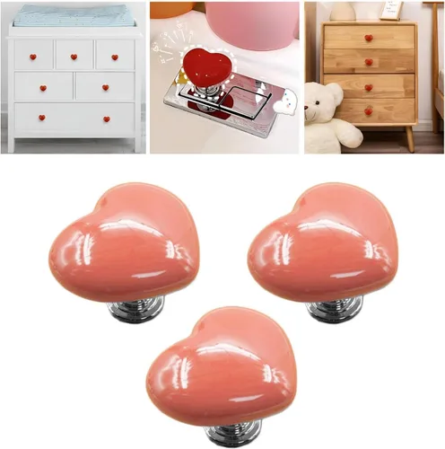 Miniatura 7 de Love Heart - Botón de inodoro con forma de corazón, botón de repuesto para inodoro, sin necesidad de perforar agujeros, pomos de cajón, decoración