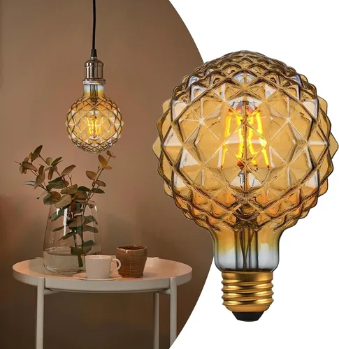 Bombillas LED E26, bombillas Edison de globo regulables de 8 W, equivalente a 75 W, alto brillo de 5000 K, luces decorativas vintage ámbar piña de