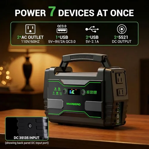 Miniatura 2 de MARBERO Generador solar de 155 Wh con panel solar de 30 W, estación de energía portátil con 2 salidas de CA de 100 W (pico de 150 W), QC3.0 USB