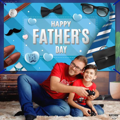 Miniatura 5 de KatchOn, Pancarta extragrande para el día del padre, 72 x 44 pulgadas, pancartas azules del día del padre, decoraciones del día del padre, Negro