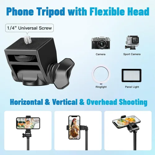 Miniatura 3 de Victiv - Trípode para teléfono de 1.78 metros (70 pulgadas), trípode para iPhone con control remoto y soporte para teléfono, resistente y estable