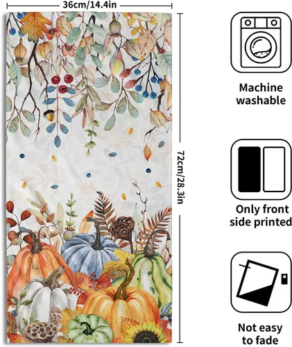 Miniatura 2 de Giwawa Autumn Pumpkin Hand Towels Maple Leaves Bath Fingertip Towel Set of 2 Thanksgiving Soft Absorbent Dish Wash Cloth Kitchen Home Hotel Decor