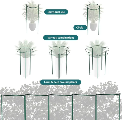 Miniatura 3 de TCBWFY Paquete de 10 estacas de soporte para plantas de peonía, 10 pulgadas de ancho x 24 pulgadas, jaulas de peonía de alta resistencia de 0.177 in