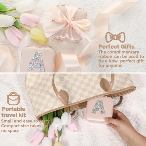 Miniatura 5 de CHMI Joyero de viaje, regalos de damas de honor, regalos de viaje para mujeres, pequeña caja organizadora de joyas, estuche de viaje para joyería