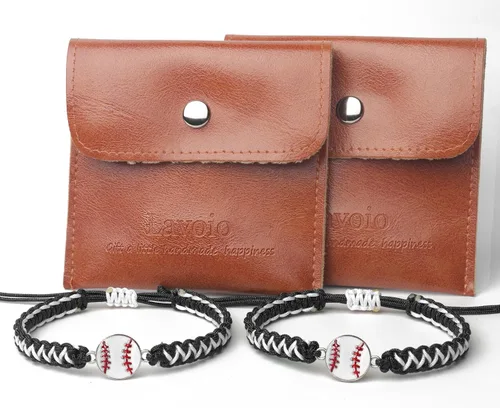 Miniatura 6 de Pulsera con dije de béisbol de 2 piezas de regalo para niños, niñas, adultos Joyería deportiva elegante Gran regalo de cumpleaños