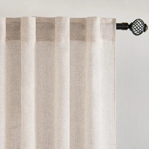 Miniatura 4 de MIULEE - Cortinas semitraslúcidas cortas, suaves y gruesas, textura de lino, de media ventana, para cocina, ventana pequeña, trabilla trasera