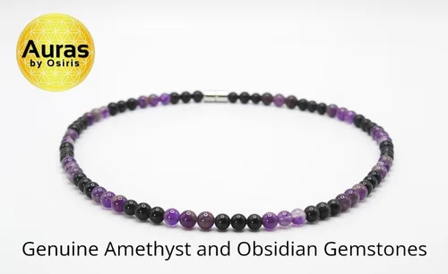 Miniatura 44 de Collar de cristal de obsidiana negra hecho a mano, collar de cuentas de piedras preciosas naturales auténticas, curación, protección, talismán mala