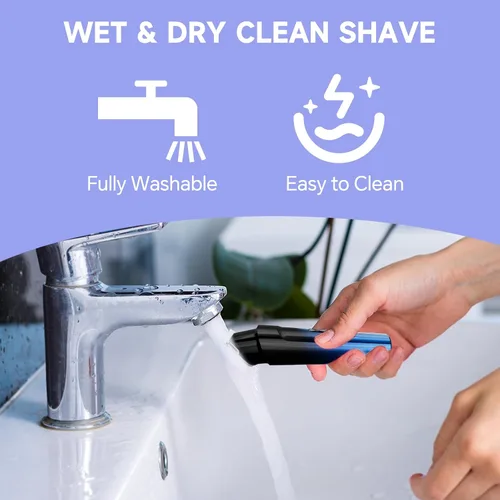 Miniatura 6 de RUIBO Cortadora de barba para hombres, kit de cortapelos inalámbrico 5 en 1 con maquinilla de afeitar de aluminio, peluquería corporal impermeable