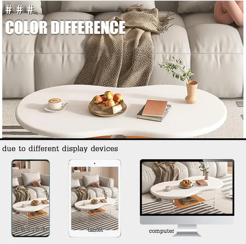 Miniatura 7 de Cofee Mesa de centro de madera, mesa de centro para sala, mesa de café de lujo, mesa de té de 2 niveles con estante de almacenamiento, esquinas