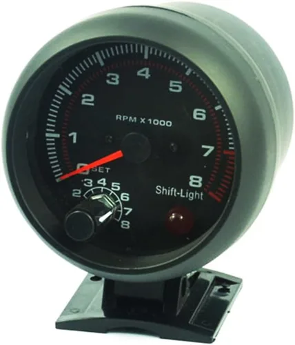 Miniatura 3 de Universal 3.75 "12V blanco LED retroiluminado tacómetro medidor con luz roja de cambio para coche de gasolina auto, 0-8000 RPM