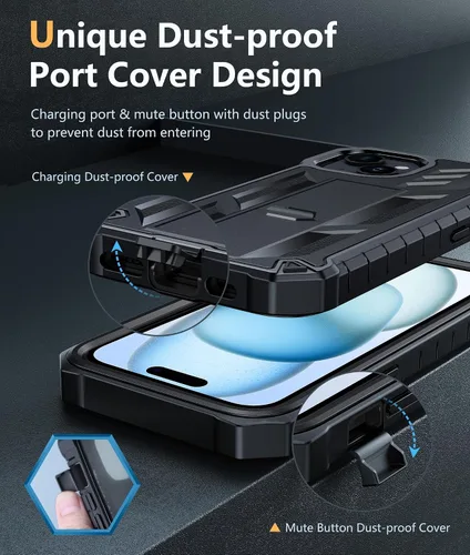 Miniatura 6 de FNTCASE Funda para iPhone 15: funda para iPhone 13, 14 y 16e, de grado militar, protección rígida a prueba de golpes, funda protectora rígida