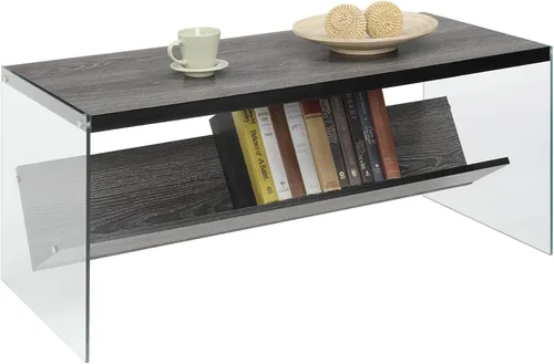 Miniatura 4 de Convenience Concepts SoHo - Mesa auxiliar, gris desgastado/vidrio Gris(Weathered Gray)