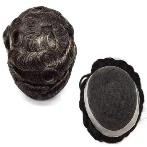 Miniatura 53 de LYRICAL HAIR Sistema de cabello humano Remy de encaje francés súper fino para hombre, piel de poliéster transparente alrededor de las pelucas, tupé