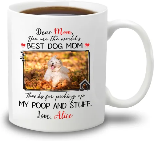 Miniatura 20 de Taza de café con nombre personalizado "Best Dog Mom Ever", regalo para mamá, mamá, madre, amante de los perros, taza de cerámica blanca Taza blanca