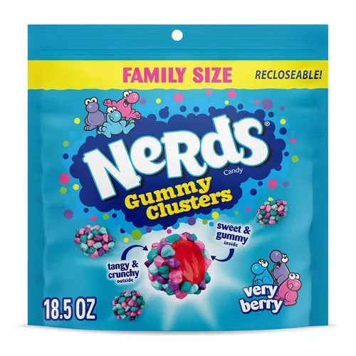Miniatura 14 de NERDS Gummy Clusters Candy, arcoíris, crujiente y gomoso, 3 onzas (paquete de 12)