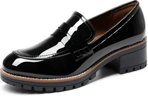 DREAM PAIRS Womens Loafers, Slip On Platform Chunky Penny Heeled Loafers for Women Dressy and Work, Womens Business Casual Shoes