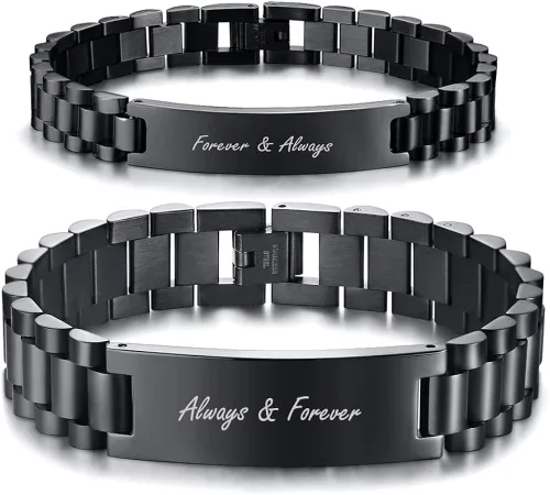 Pulsera de acero inoxidable con frase de amor grabada para parejas y enamorados esposa esposo novio novia regalo para día de San Valentín