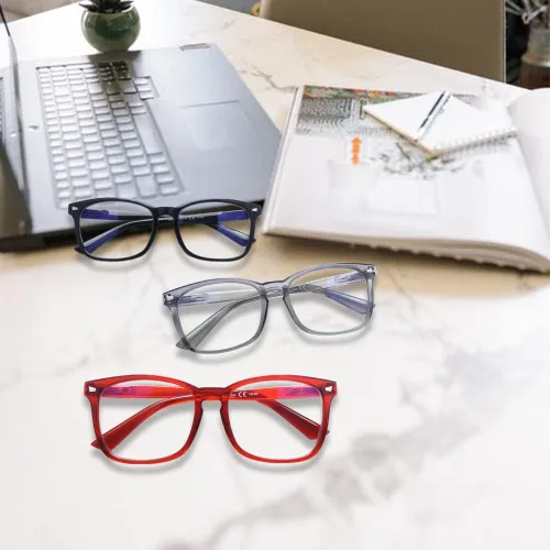 Miniatura 7 de Paquete de 5 lentes de lectura con bloqueo de luz azul, lectores de bisagra de resorte para mujeres y hombres, anteojos nerd con filtro anti rayos