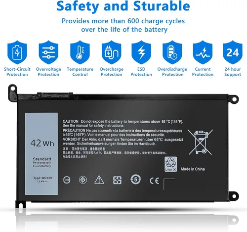 Miniatura 2 de WDX0R - Batería para portátil compatible con Dell Inspiron 13, 14, 15, 7000, 5000, Series 5379, 5567, 5570, 5579, 7378, 7573, 7579, Latitude 3500