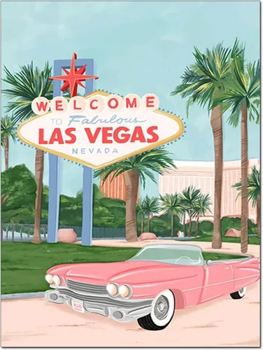 LIULIMI Kit de Pintura de Diamantes DIY 5D Paisaje Mundial, Arte de Diamantes de Las Vegas, Kits de Pintura de Diamantes, Arte de Diamantes Redondos