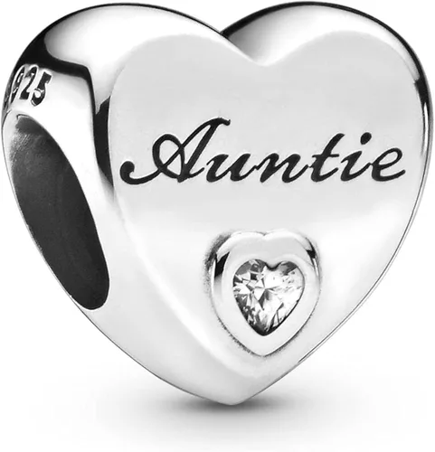 PANDORA Jewelry Auntie Love - Dije de circonita cúbica en plata de ley, Metal, Circonita cúbica