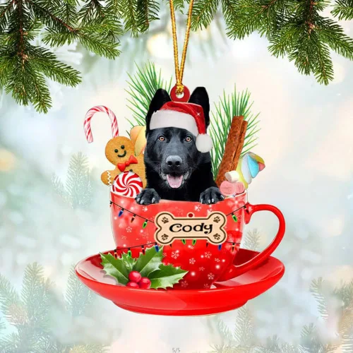 Miniatura 66 de NAZENTI Adorno personalizado de Alaskan Malamute en taza roja, adorno de Navidad personalizado para perros amantes de las mascotas, colgante