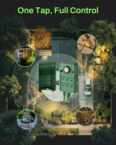 Miniatura 8 de BN-LINK Temporizador de estaca eléctrica para exteriores, impermeable, temporizador mecánico de 24 horas con 6 enchufes con conexión a tierra, cable