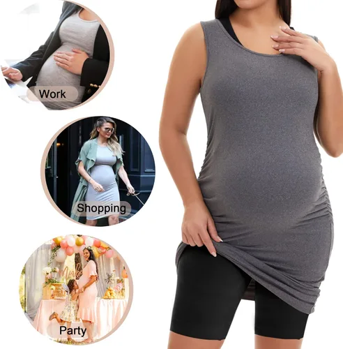 Miniatura 6 de SHAPERX Pantalones cortos de maternidad para mujer sobre el vientre