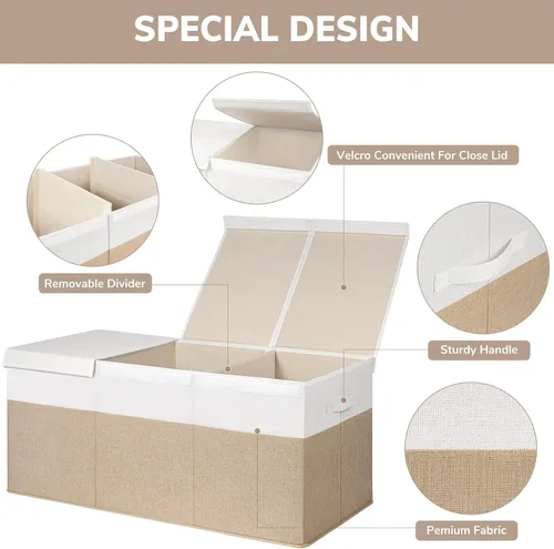 Miniatura 7 de INDRESSME Caja de juguetes extra grande de 185L, organizador de almacenamiento de juguetes, contenedores de almacenamiento plegables con tapas, baúl