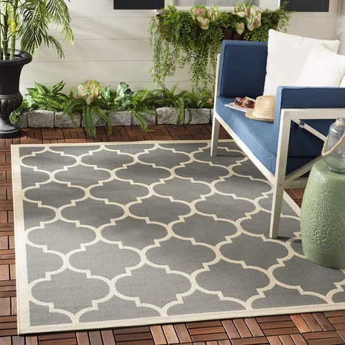 Miniatura 27 de SAFAVIEH Courtyard Collection - Alfombra decorativa de 2 x 3 pies 7 pulgadas, verde oscuro y beige, no desprende pelusa y de fácil cuidado