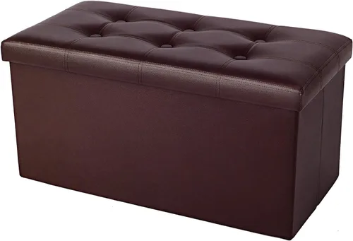 Miniatura 8 de COSYLAND - Reposapiés u otomano con almacenamiento plegable de piel, con agujero para agarrar, para habitación, tamaño pequeño, rectangular, 17 x 15