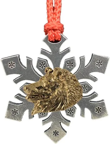 Miniatura 18 de Adorno navideño para colgar en la cabeza de collie con borde de peltre antiguo hecho a mano para decorar coronas y árboles de Navidad del hogar