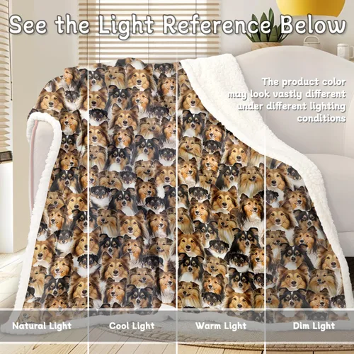Miniatura 6 de BlessLiving Shetland - Manta mullida de perro pastor para niños y adultos, manta de forro polar con diseño de perro pastor Shetland, manta sherpa