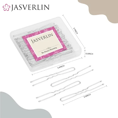 Miniatura 2 de JASVERLIN Horquillas en forma de U plateadas, horquilla para moño, para mujer, larga y grande, blanco, para ballet, danza, boda, contenedor de 2.4