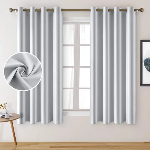 Miniatura 21 de HOMEIDEAS 2 paneles de cortina de seda sintética, cortinas opacas para dormitorio