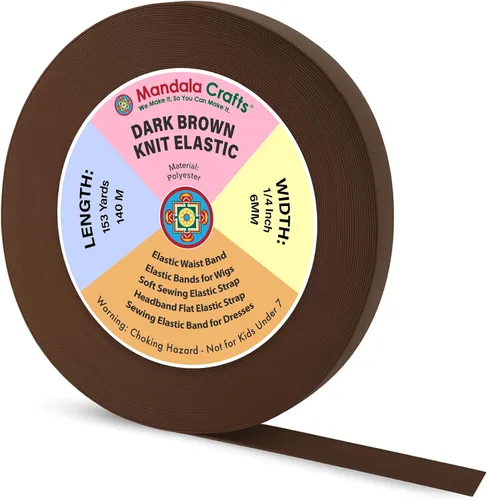 Miniatura 9 de Mandala Crafts Carrete de bandas elásticas anchas de 1/2 pulgada color beige para cinturas de pantalones, costura y manualidades DIY, 88 yardas
