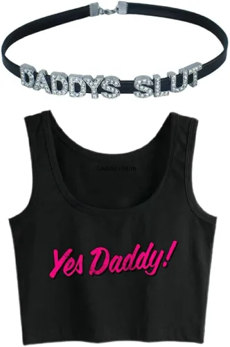 Miniatura 3 de Gargantilla de Daddy's SLUT, gargantilla de diamantes de imitación para mujer, princesa de miel, lindo collar sexy de papá para niñas, collar