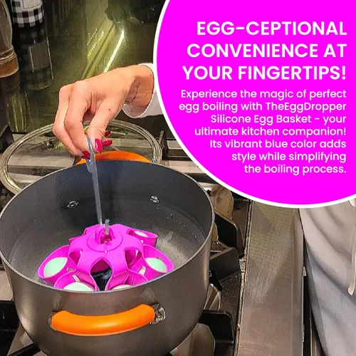 Miniatura 5 de EggDropper - Dispositivo de silicona para hervir huevos, cocina 6 huevos, hace que se hierva duro o suave, apto para lavavajillas, cabe en un cajón