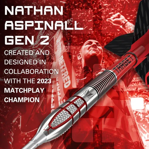 Miniatura 2 de Target Darts Nathan Aspinall Gen 2 - Juego de dardos de punta de acero con punta de acero (95% tungsteno)