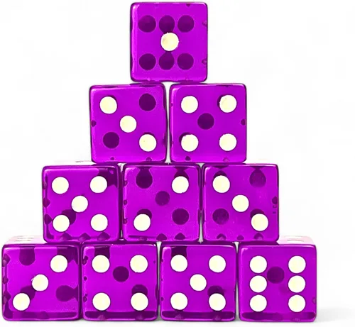 Miniatura 12 de Luck Lab Paquete de 10 dados de 19 mm - Dados D6 acrílicos y translúcidos, cuadrados con bordes redondeados para casino, craps, juegos de mesa RPG