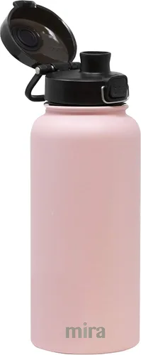 Miniatura 2 de MIRA - Botella de agua de acero inoxidable con tapa y popote sin BPA; cuenta con aislamiento al vacío que mantiene el frío durante 24 horas