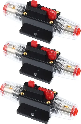 Disyuntor de reinicio de automóvil 125A DC 12-48V Disyuntor de fusibles para audio de automóvil, inversor de interruptor estéreo de barco marino