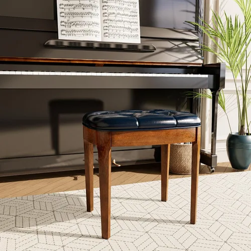 Miniatura 6 de Vantity Taburete de banco con tapizado, elegante y moderno, banco de tocador de maquillaje, versátil para comedor, sala de estar, 19.3 x 14.9 x 19.3