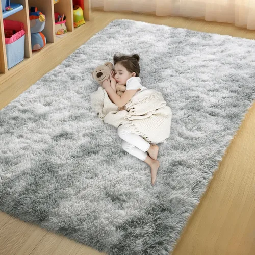 Miniatura 56 de qulint Alfombras de área de 5 x 7 pies para sala de estar, alfombra suave y esponjosa para dormitorio, alfombra de habitación de niños grandes, Gris
