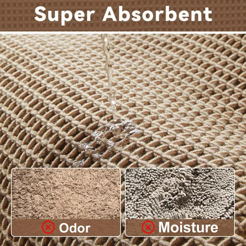 Miniatura 5 de Triohero Tapete de baño con diseño de gofre, tapete de baño pequeño y bohemio, antideslizante, lavable, ultra suave, súper absorbente, de secado