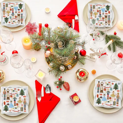 Miniatura 7 de AnyDesign Paquete de 80 servilletas de papel cascanueces desechables de acuarela cascanueces servilletas de Navidad decorativas para postres