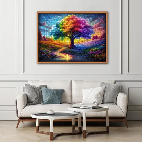 Miniatura 6 de Rompecabezas del Árbol del Arco Iris de la Vida para Adultos de 1000 Piezas, Rompecabezas de Gradiente de Paisaje Colorido, Rompecabezas