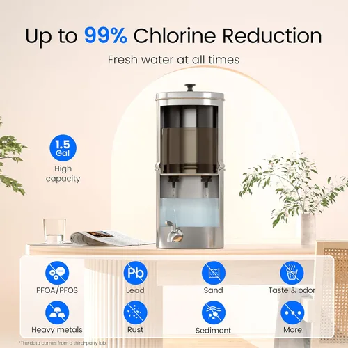 Miniatura 5 de Waterdrop Sistema de filtración de agua TK15-A, filtros de carbono negro certificados NSF/ANSI 42 y 372, reduce el plomo y hasta un 98% de cloro